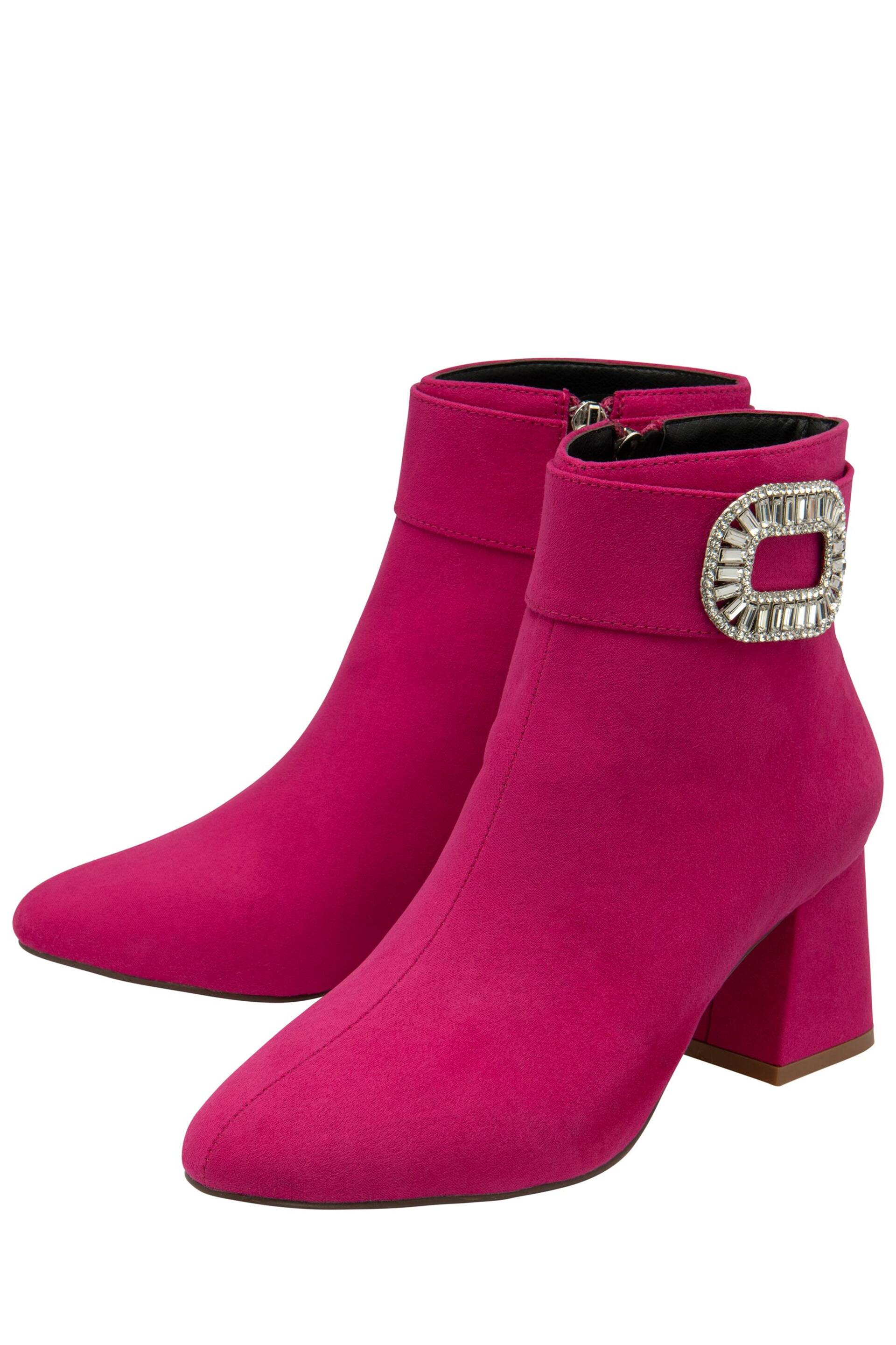 Lotus Pink Microfibre Block Heel Ankle Boots - Image 2 of 4