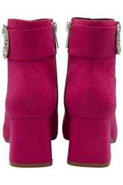 Lotus Pink Microfibre Block Heel Ankle Boots - Image 3 of 4