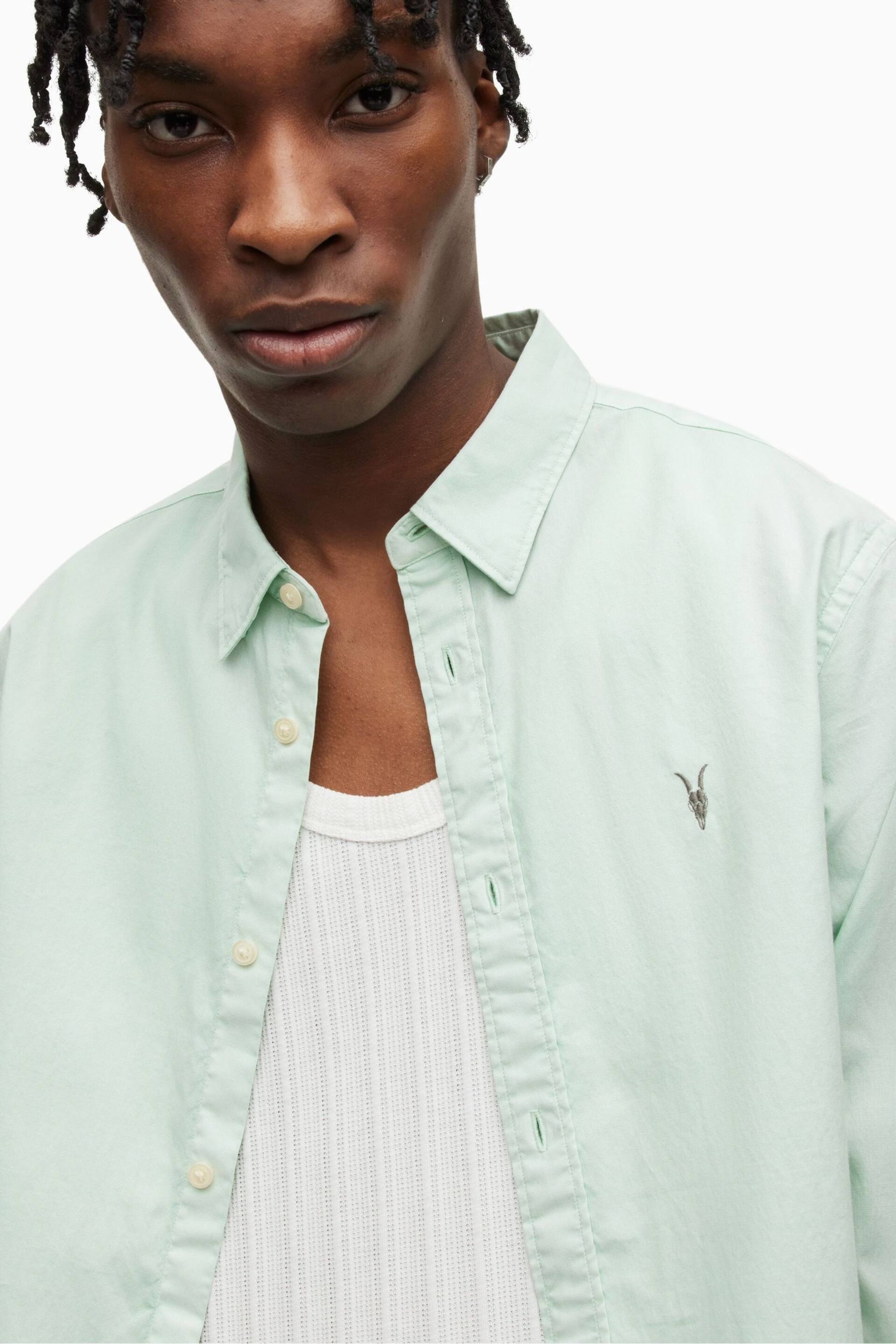 AllSaints Green Hawthorne Long Sleeved Shirt - Image 4 of 4