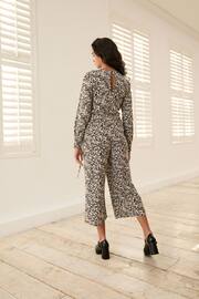 Mono Animal Print Long Sleeve Belted Jumpsuit - Image 3 of 6