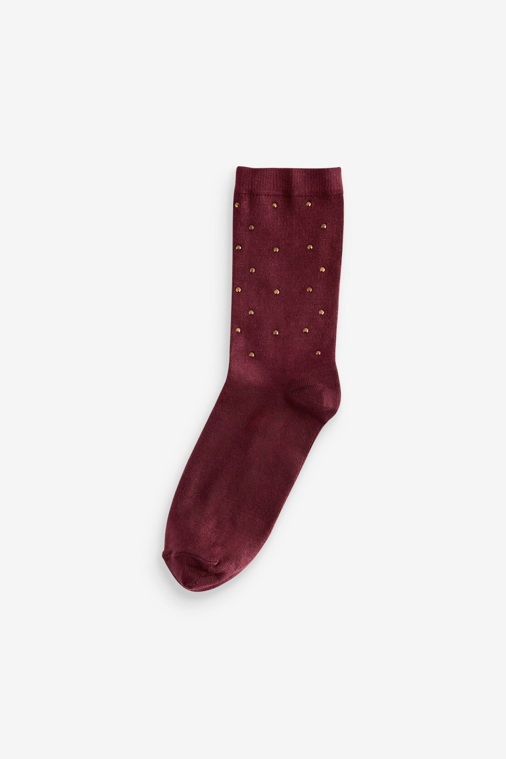 Berry Red Gem Ankle Socks In Box - Image 1 of 3