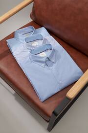 Blue Regular Fit Easy Care Single Cuff Shirts 3 Pack - Image 2 of 5