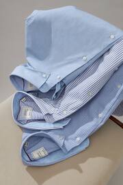 Blue Regular Fit Easy Care Single Cuff Shirts 3 Pack - Image 4 of 5