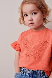 Coral Pink Crochet Butterfly T-Shirt (3mths-7yrs) - Image 1 of 7