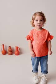 Coral Pink Crochet Butterfly T-Shirt (3mths-7yrs) - Image 2 of 7