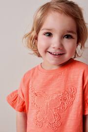 Coral Pink Crochet Butterfly T-Shirt (3mths-7yrs) - Image 4 of 7