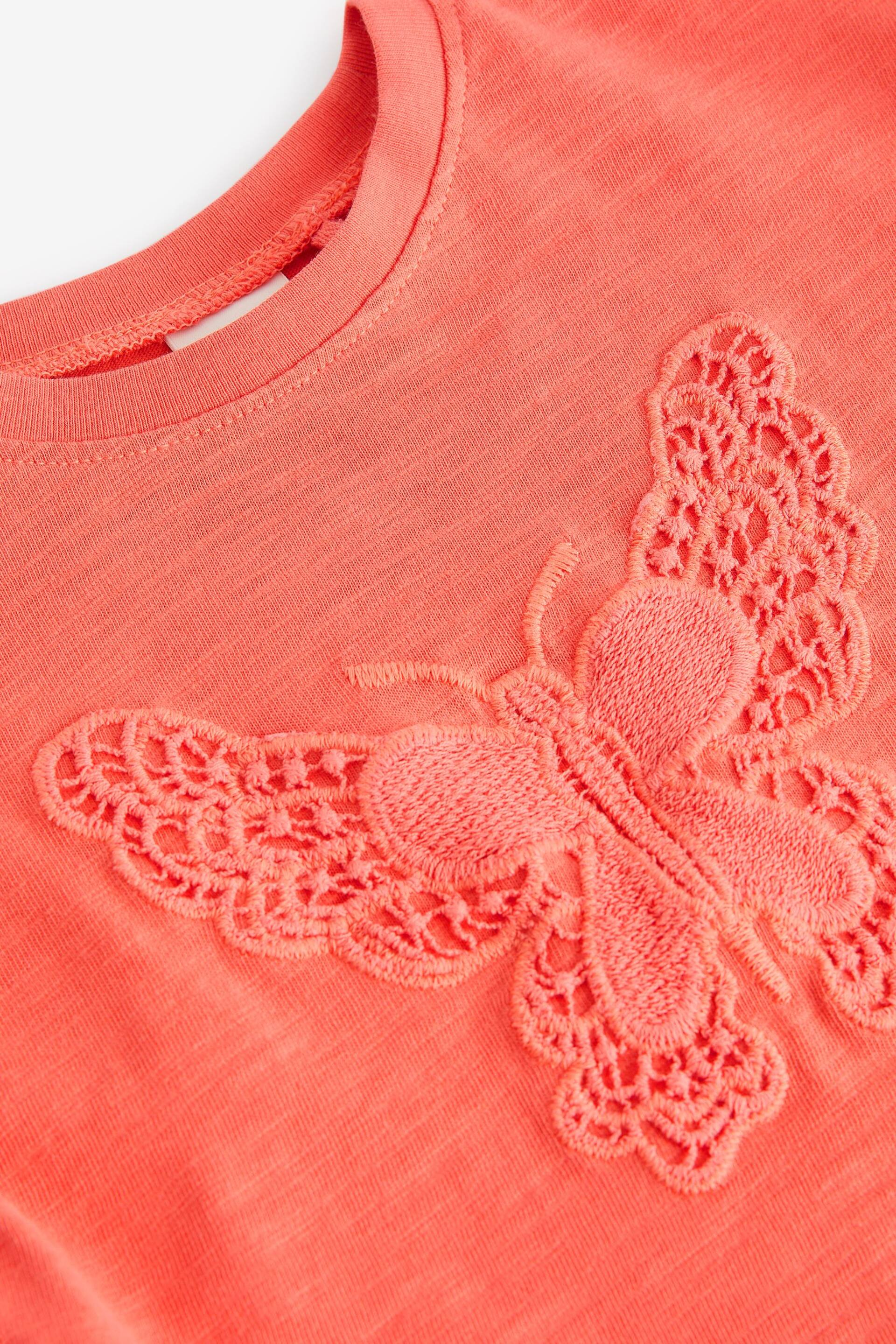 Coral Pink Crochet Butterfly T-Shirt (3mths-7yrs) - Image 7 of 7