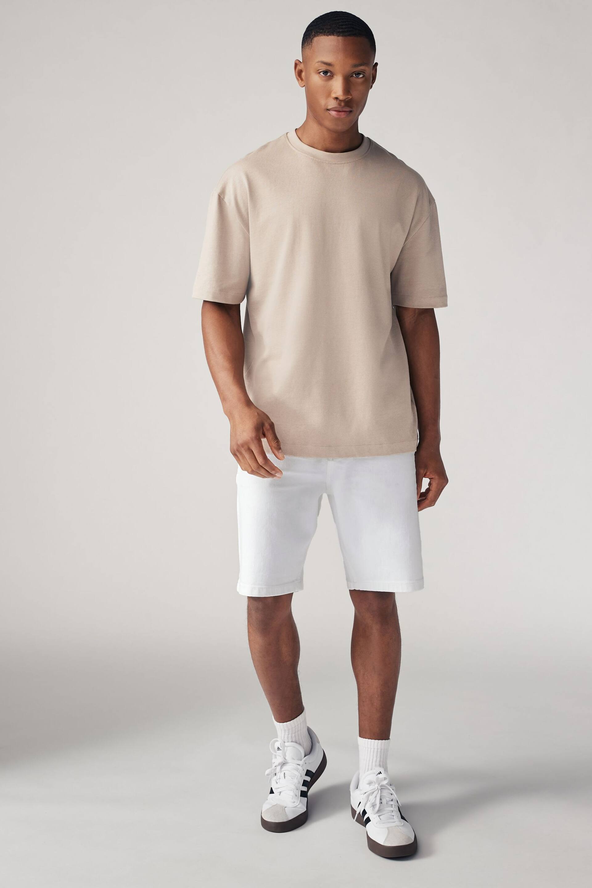White Garment Dye Denim Shorts - Image 3 of 8
