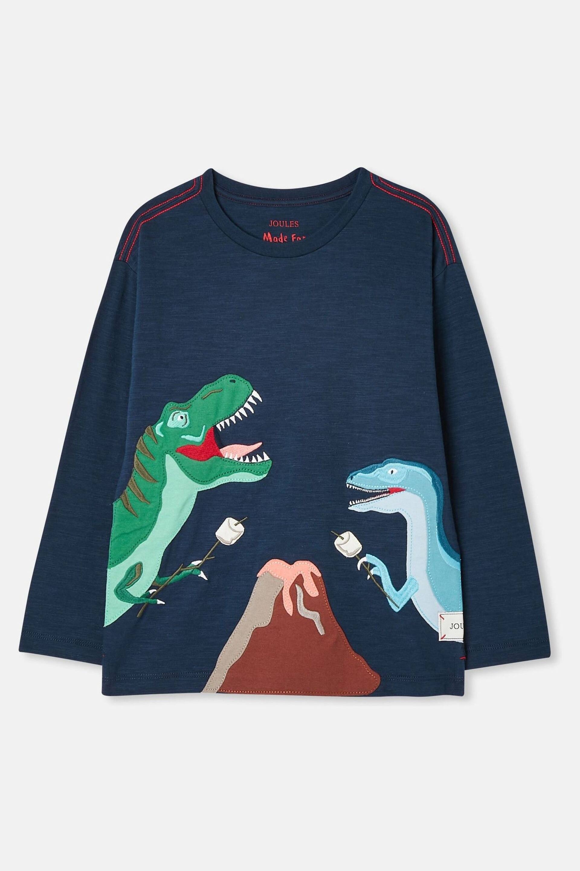 Joules Dylan Navy Long Sleeve Dinosaur T-Shirt - Image 6 of 11