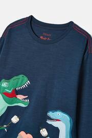 Joules Dylan Navy Long Sleeve Dinosaur T-Shirt - Image 8 of 11