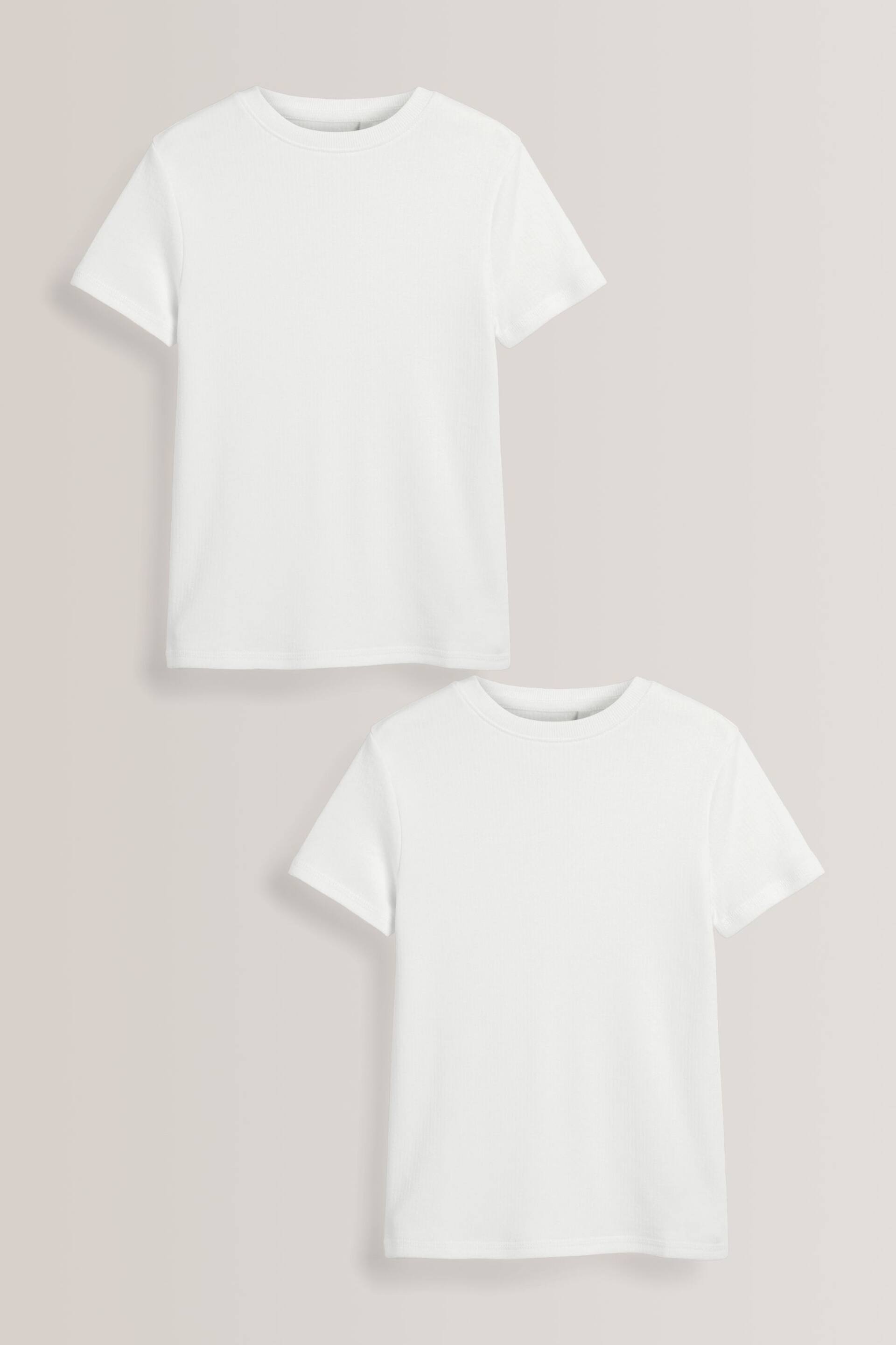 White 2 Pack Short Sleeved Thermal Tops (2-16yrs) - Image 1 of 4