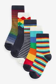 Rainbow Stripe/Pattern Cotton Rich Socks 5 Pack - Image 1 of 6
