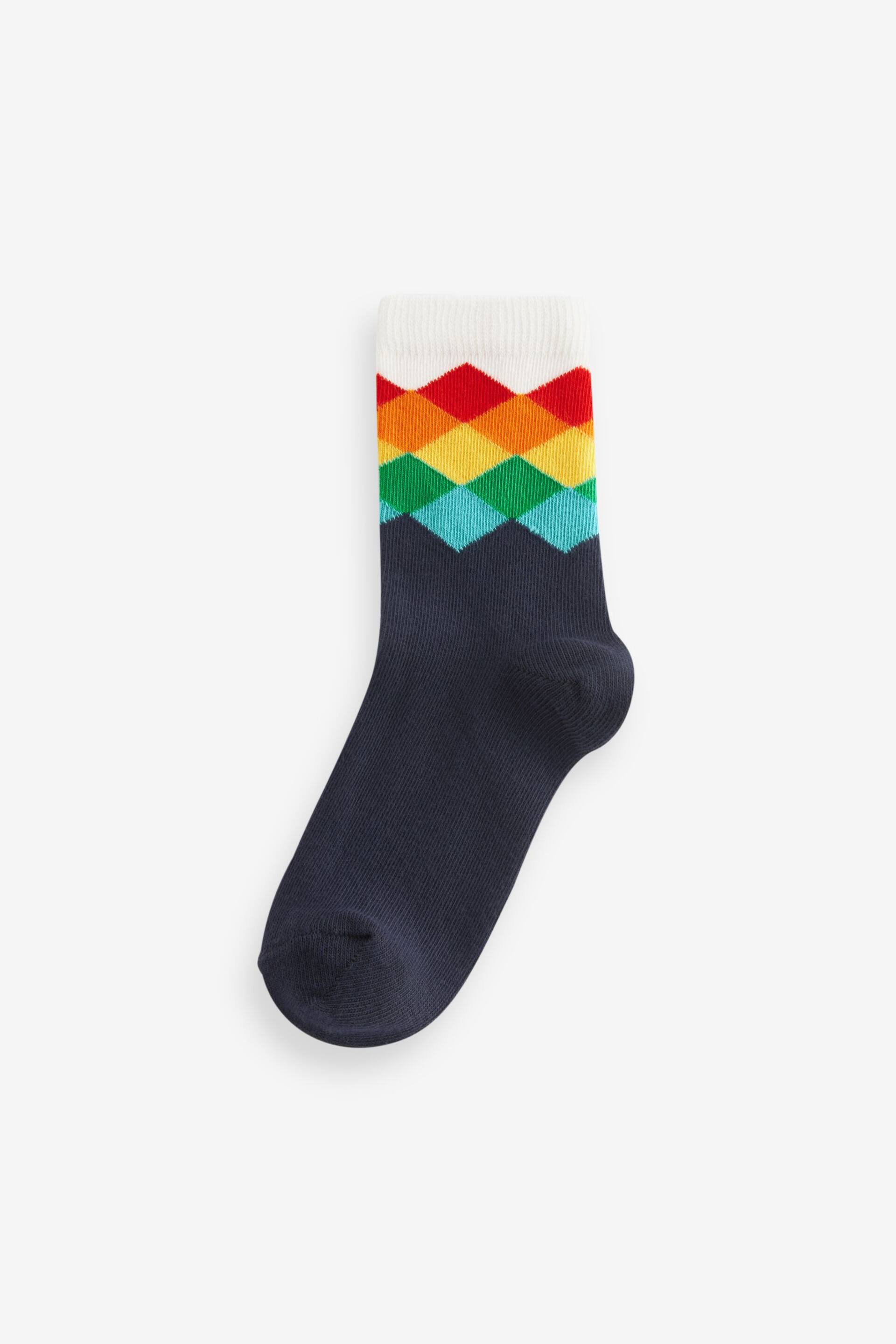 Rainbow Stripe/Pattern Cotton Rich Socks 5 Pack - Image 2 of 6