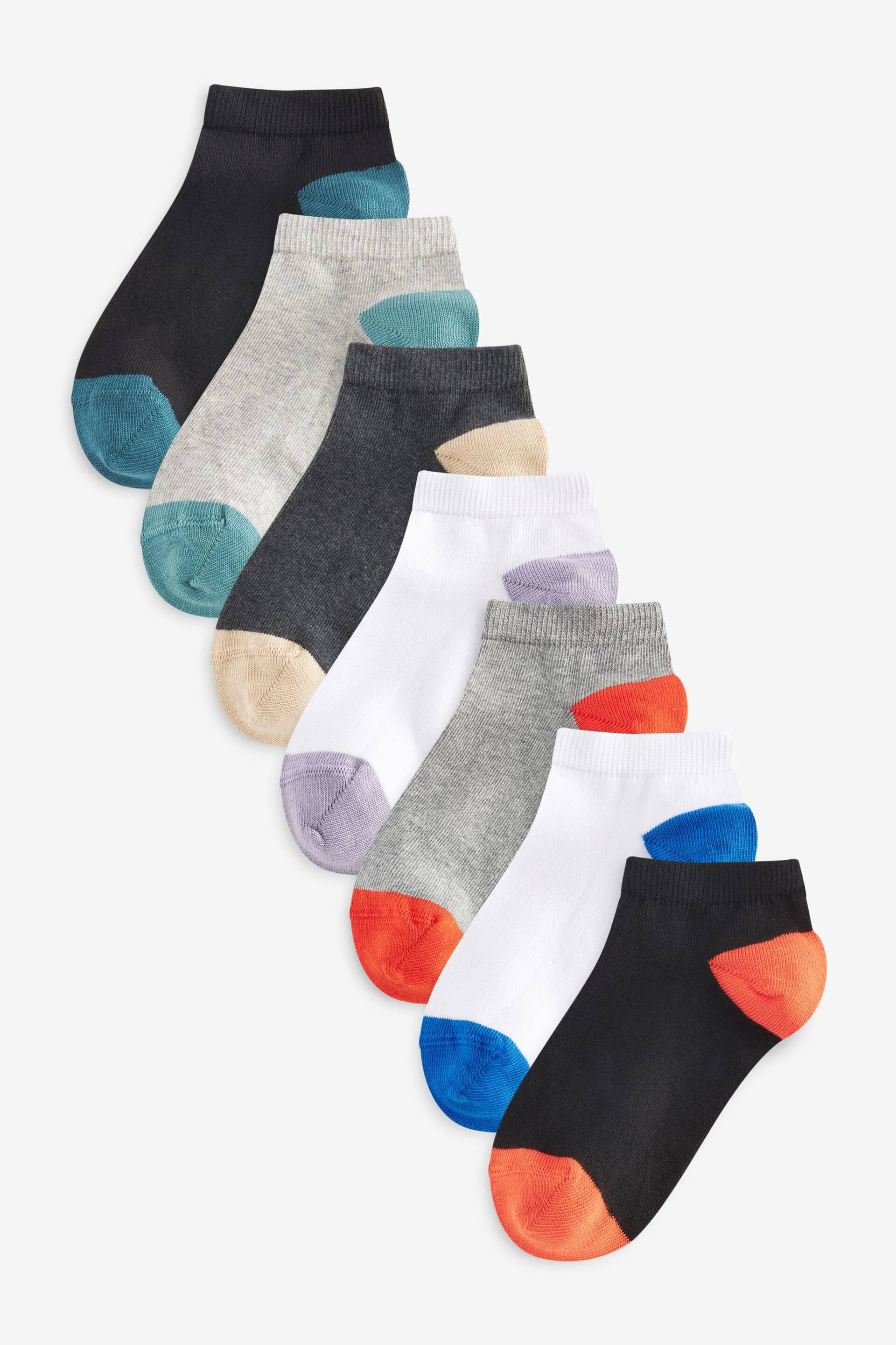 Colourblock Heel And Toe Trainer Socks 7 Pack - Image 1 of 8
