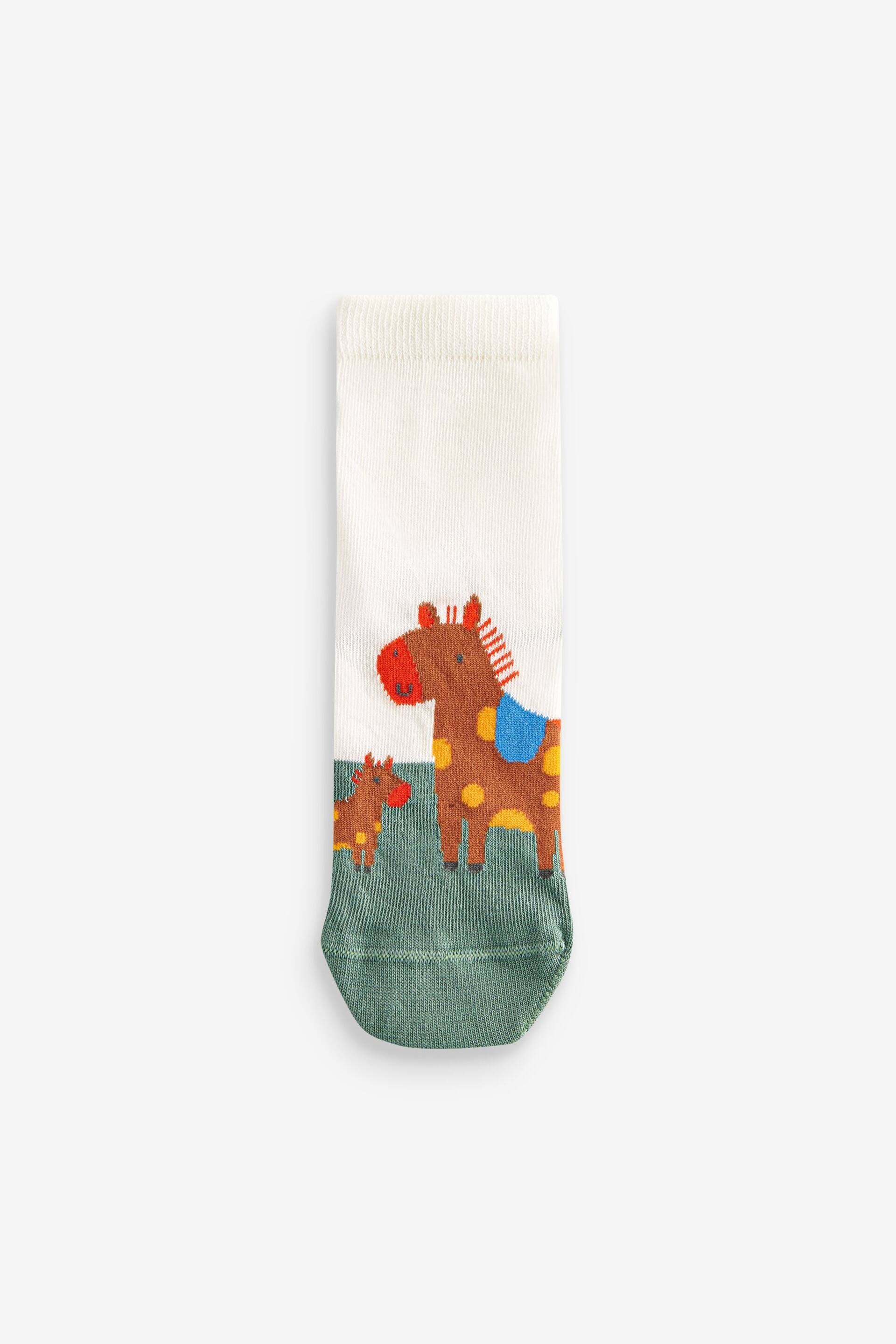 White Farm Animals Cotton Rich Trainers Socks 5 Pack - Image 2 of 6