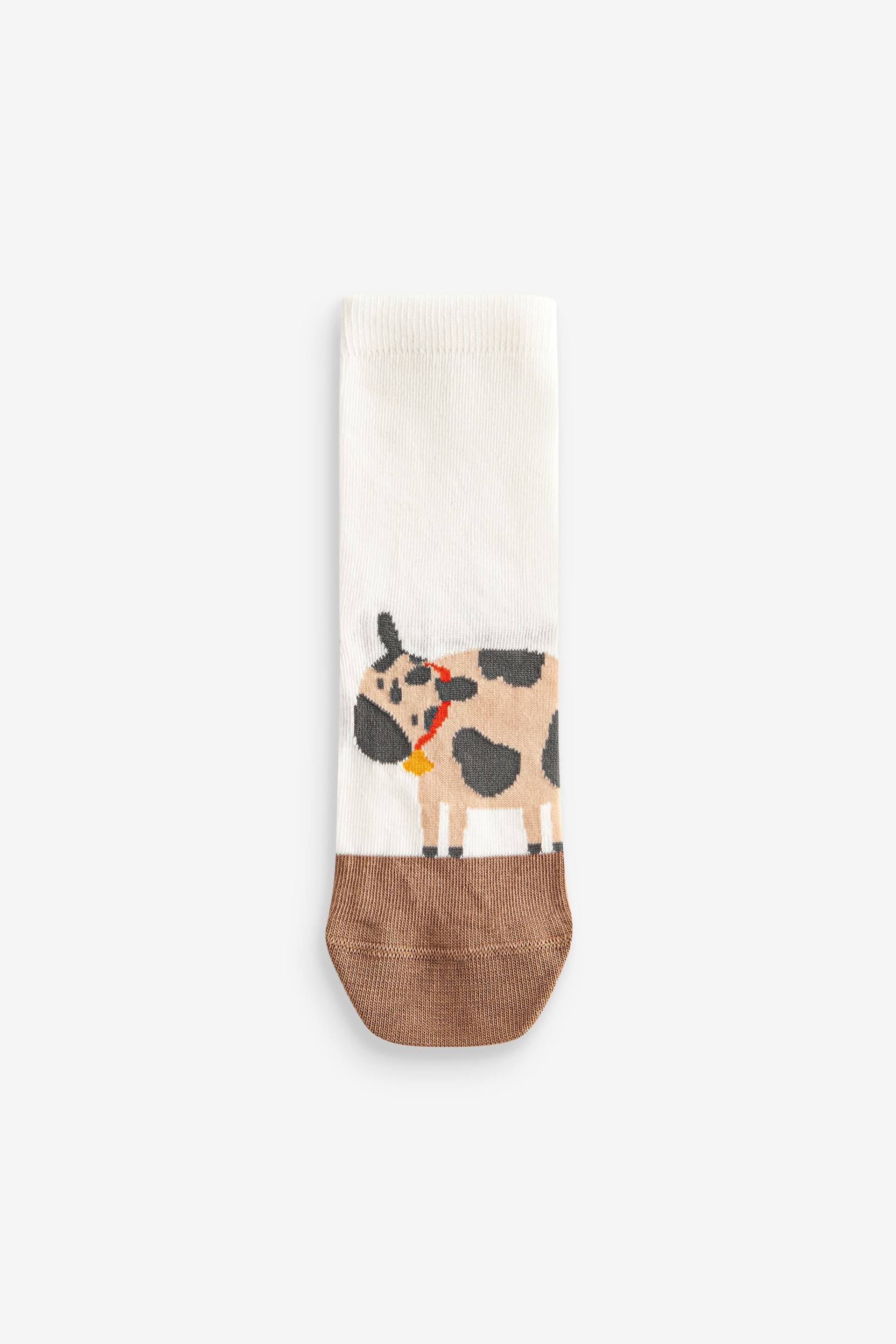 White Farm Animals Cotton Rich Trainers Socks 5 Pack - Image 3 of 6