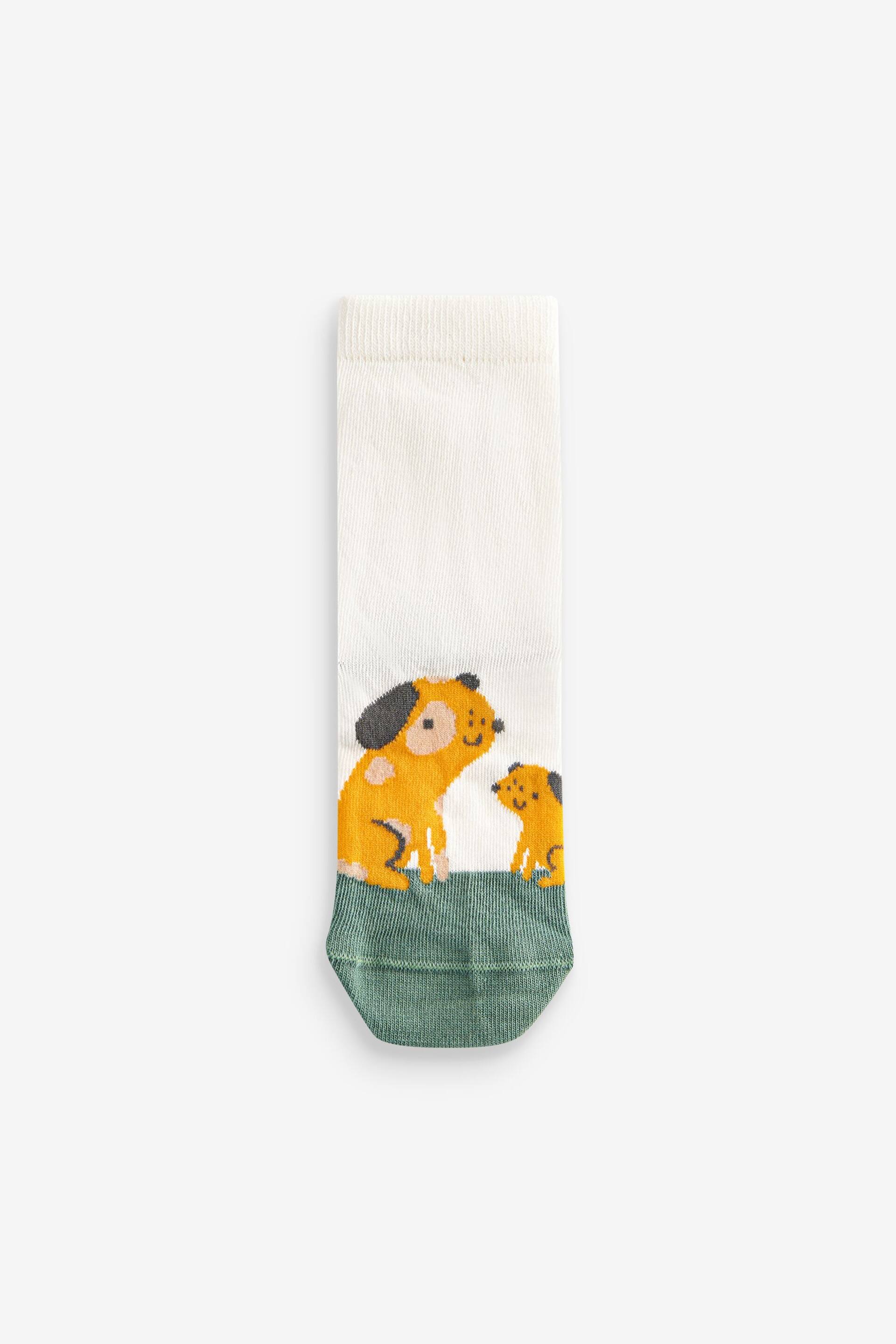 White Farm Animals Cotton Rich Trainers Socks 5 Pack - Image 5 of 6