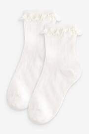 Cream Cotton Rich Ruffle Ankle Socks 2 Pack - Image 1 of 1