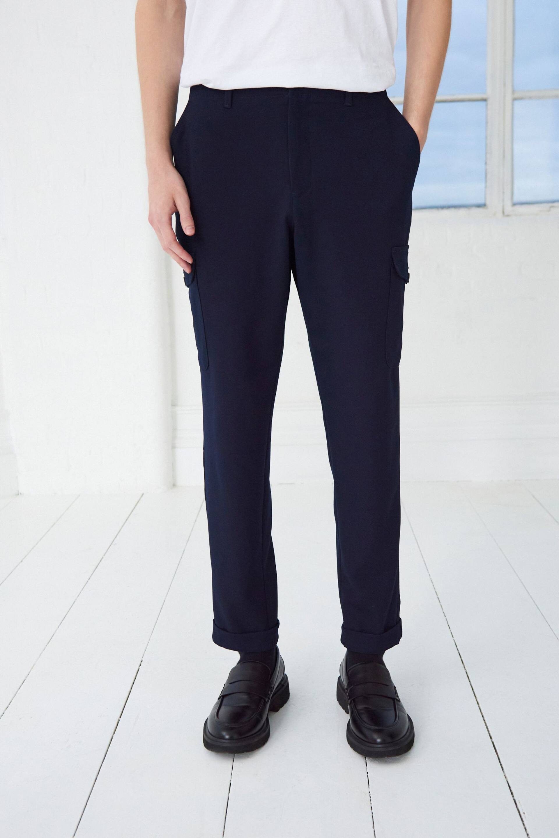Navy Relaxed Tapered EDIT Twill Cargo Trousers - Image 2 of 9