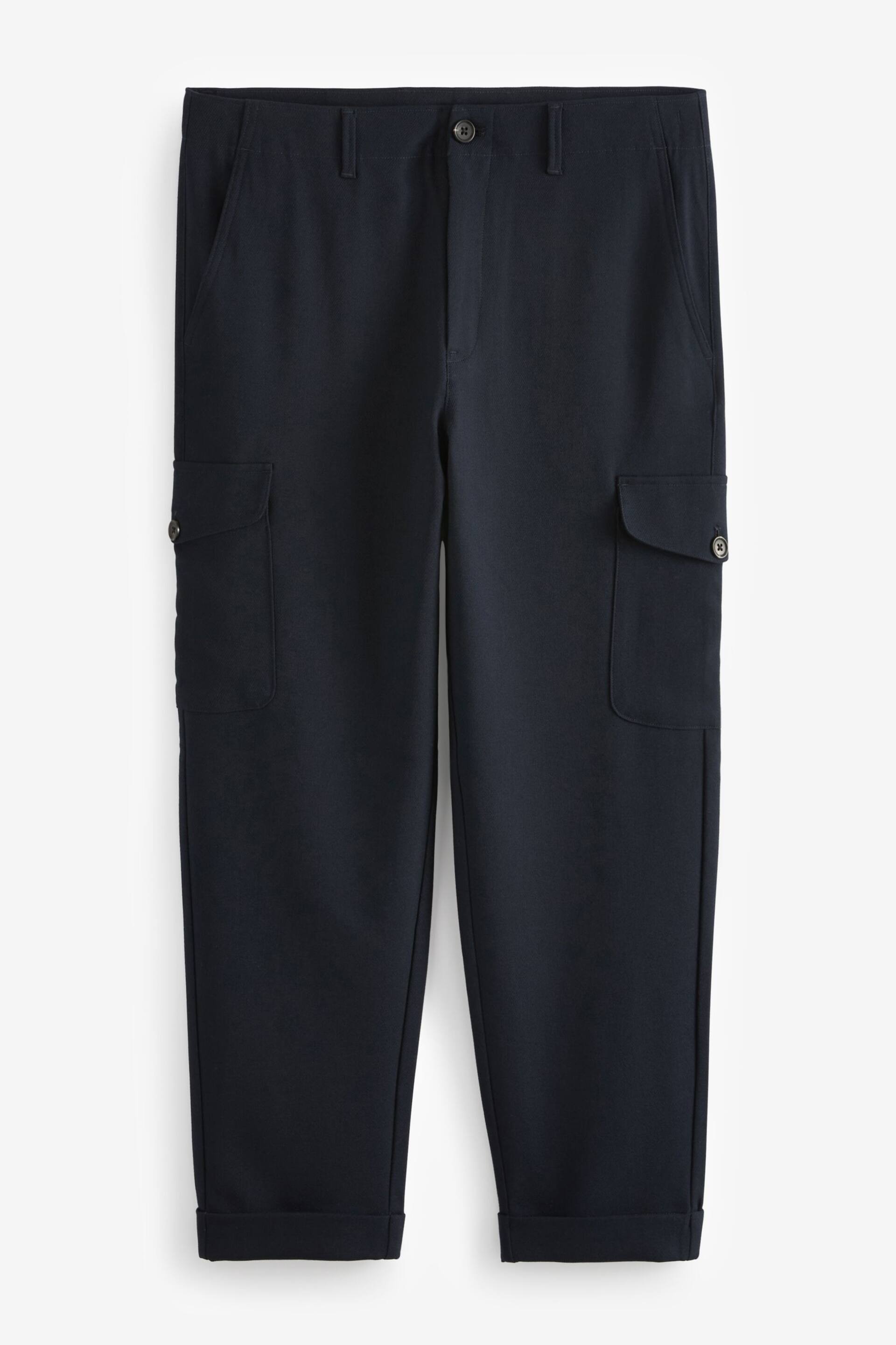 Navy Relaxed Tapered EDIT Twill Cargo Trousers - Image 6 of 9