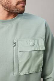 Sage Green Utility Crew Sweatshirt - Image 4 of 8