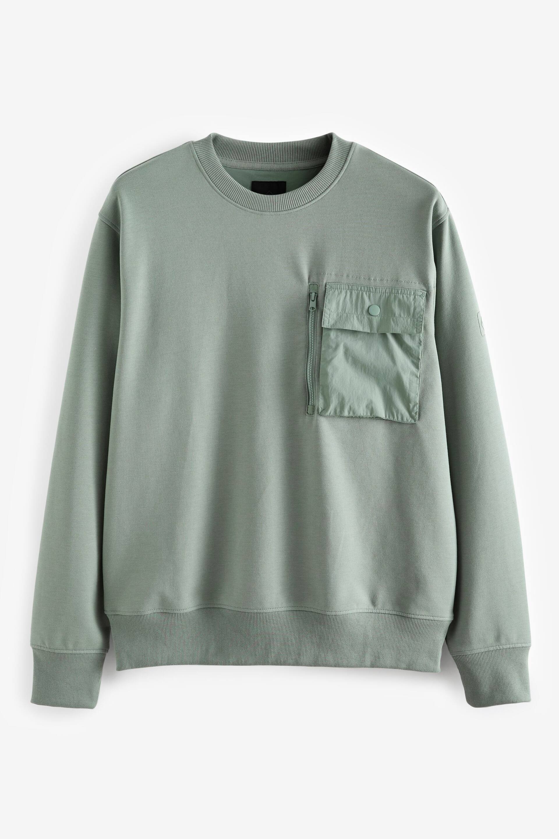 Sage Green Utility Crew Sweatshirt - Image 5 of 8