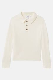 Reiss Ecru Holms Senior Merino Wool Polo Shirt - Image 2 of 6