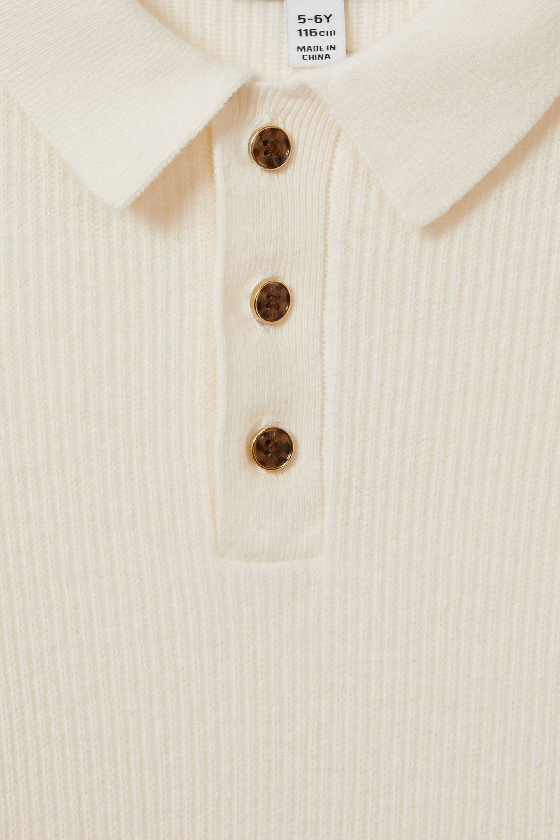 Reiss Ecru Holms Senior Merino Wool Polo Shirt - Image 6 of 6