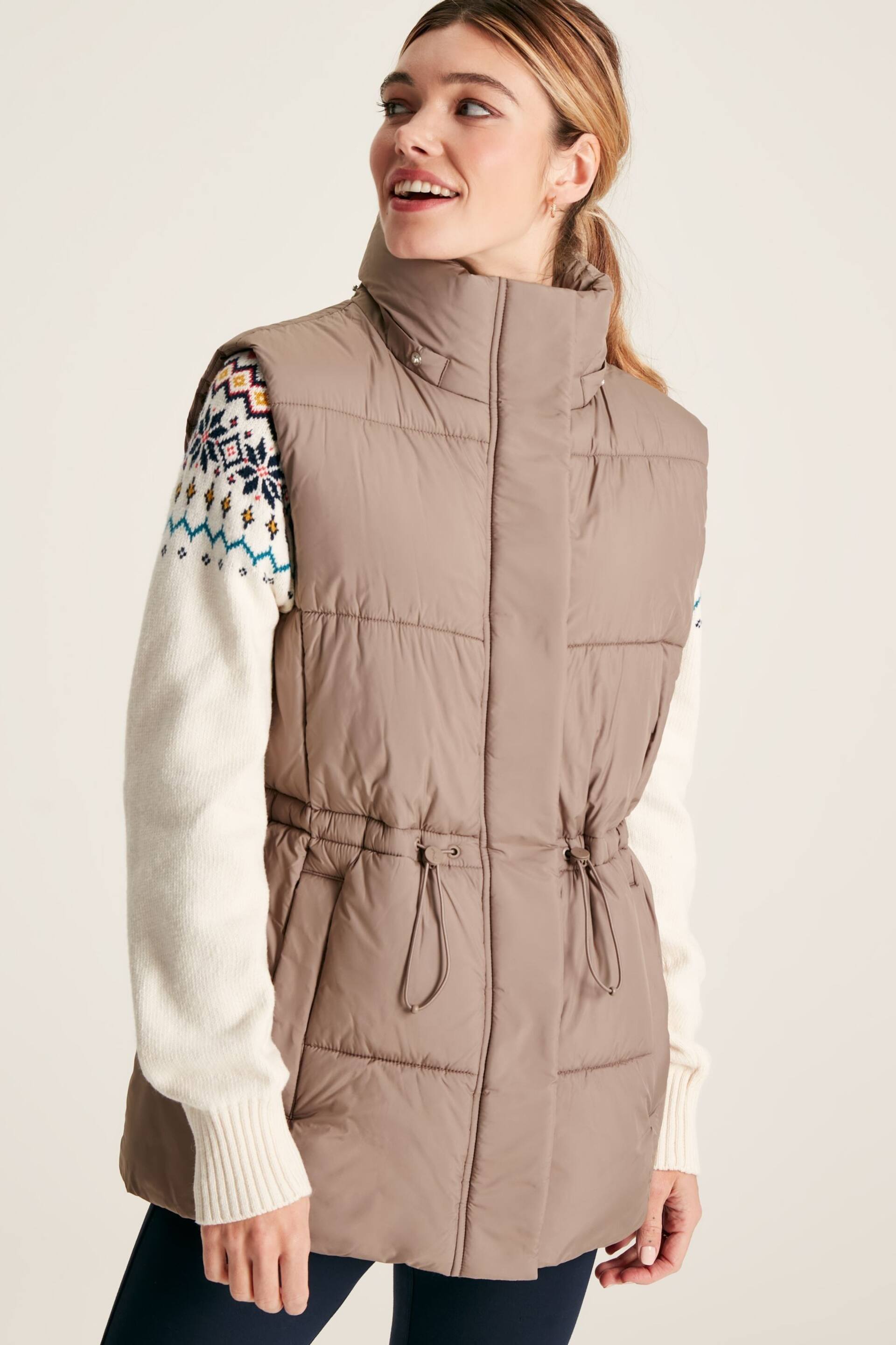 Joules Witham Silver Showerproof Padded Gilet With Hood - Image 1 of 7