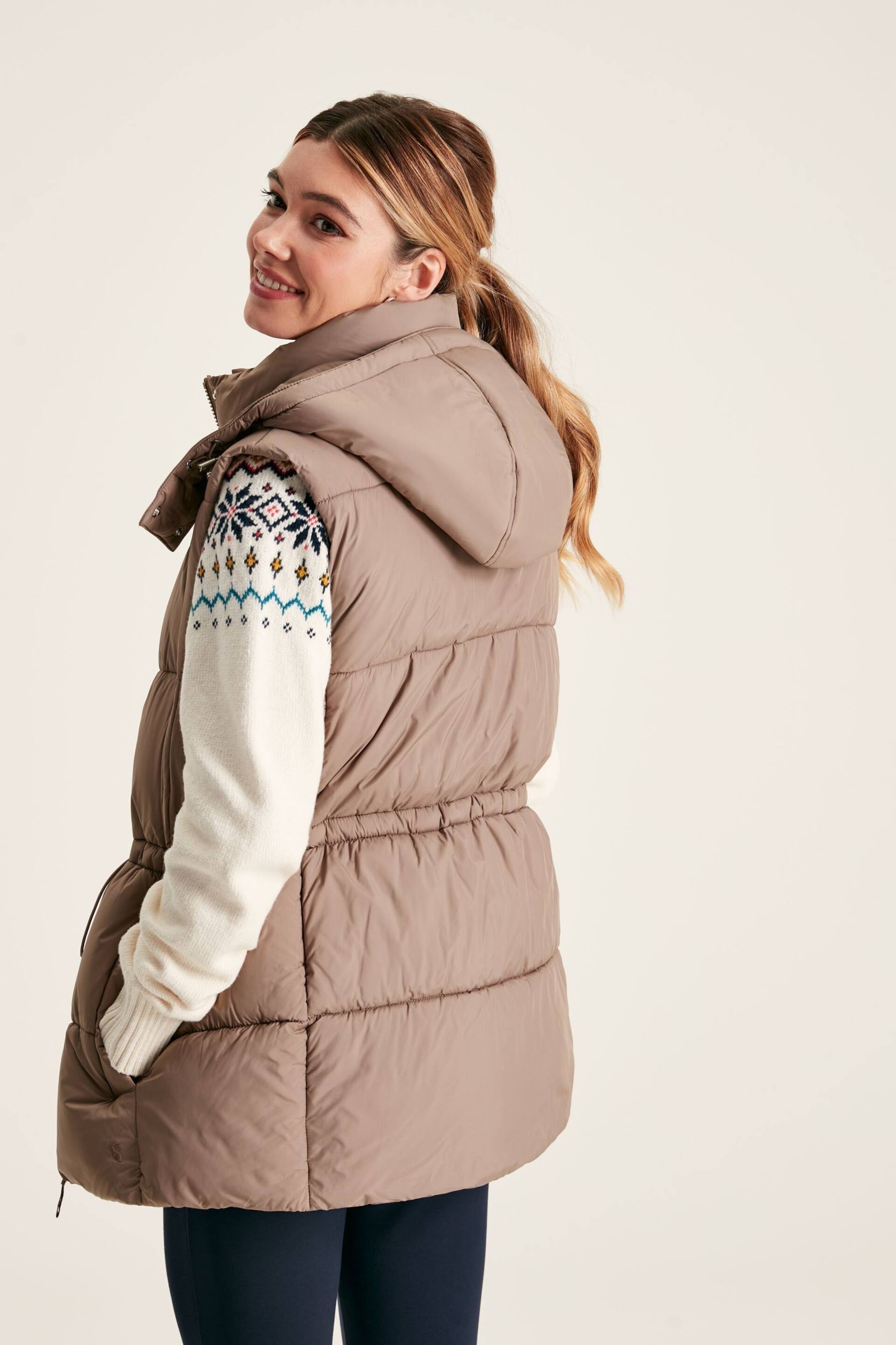 Joules Witham Silver Showerproof Padded Gilet With Hood - Image 2 of 7