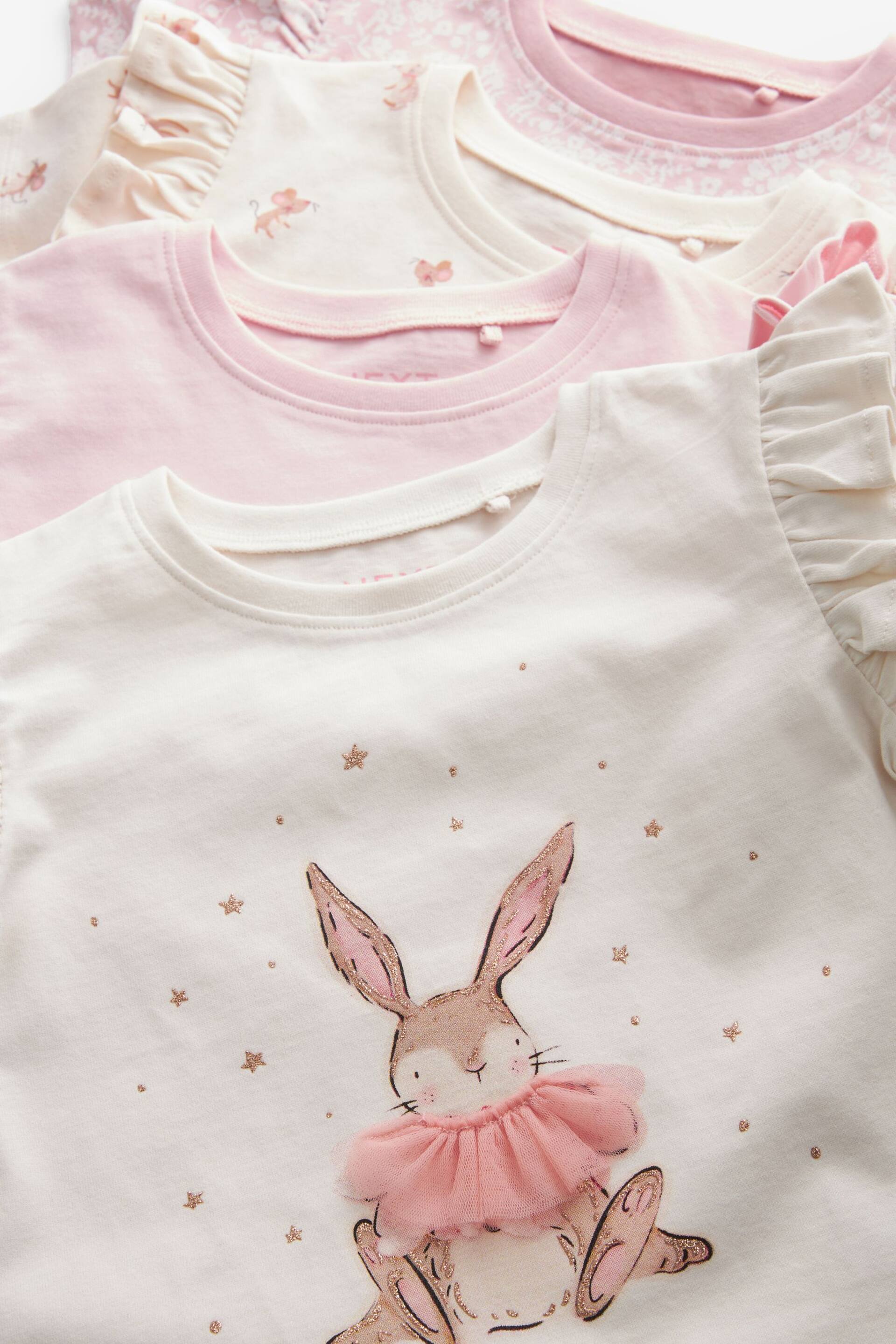 Pink/Cream Short Sleeve T-Shirt 4 Pack (3mths-7yrs) - Image 3 of 3