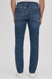 Reiss Mid Blue Wash Calik Tapered Slim Fit Washed Jeans - Image 5 of 6