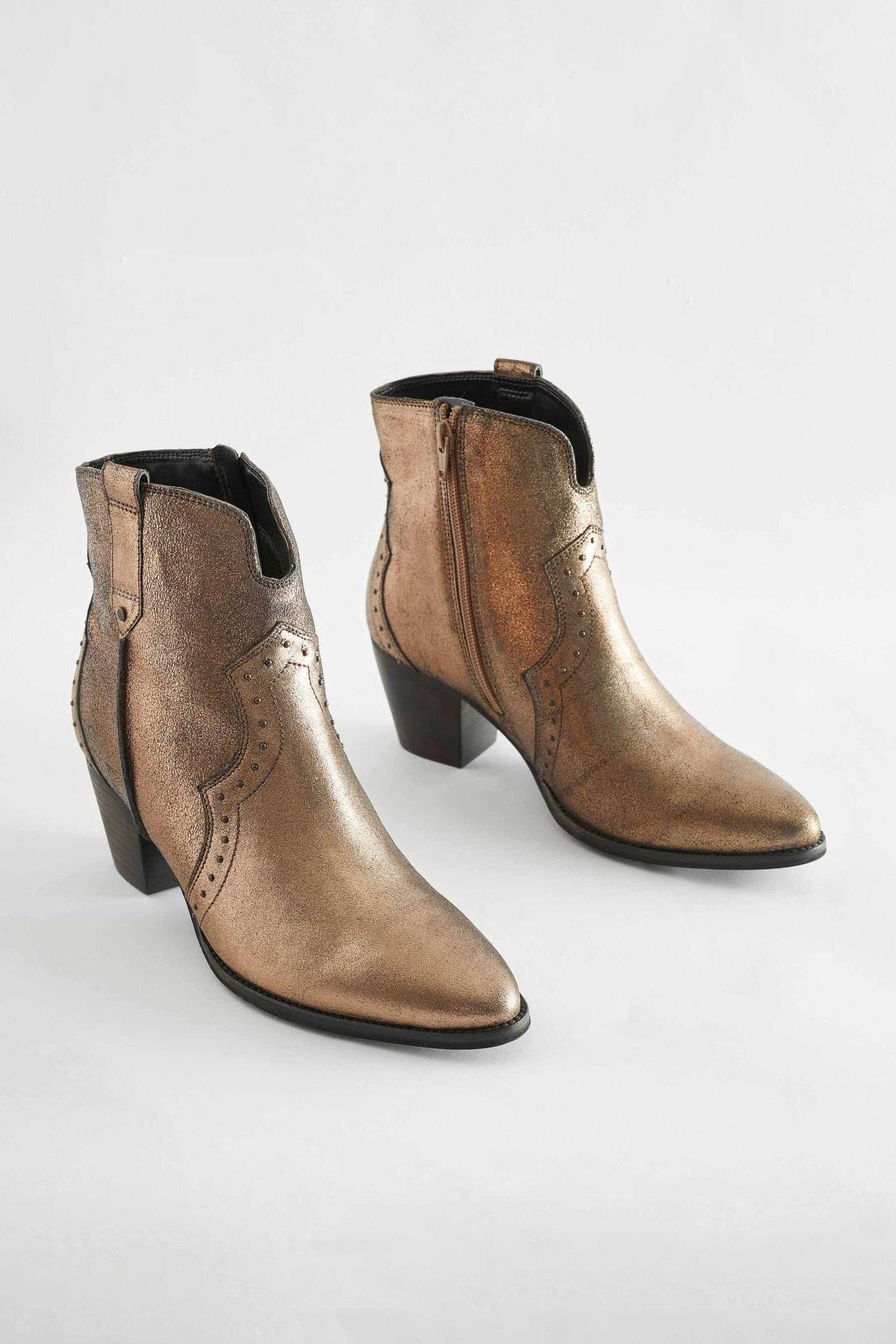 Metallic Extra Wide Fit Forever Comfort® Leather Cowboy/Western Boots - Image 1 of 5