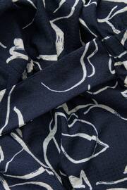 Navy Blue Swirl Print Long Sleeve Belted Jumpsuit - Image 7 of 8