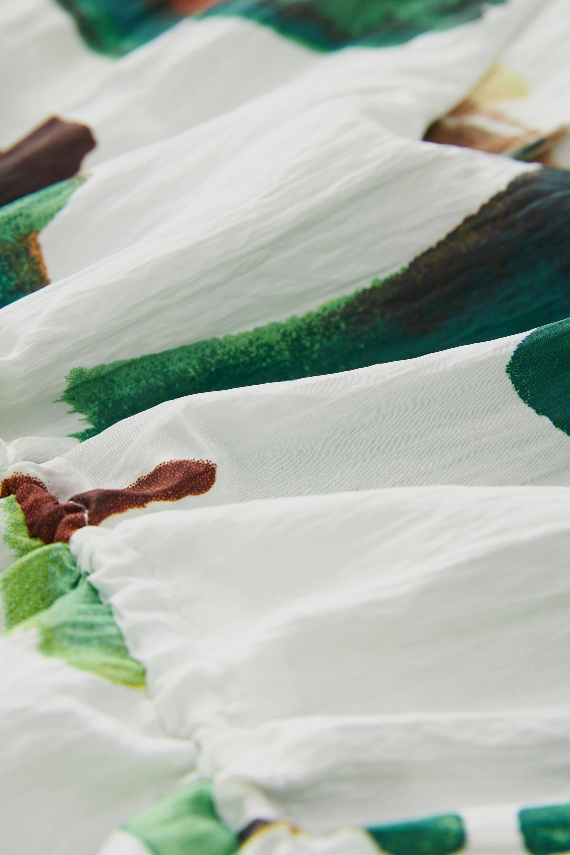 White Textured Tie-Waist Printed Midi Dress - Image 6 of 6