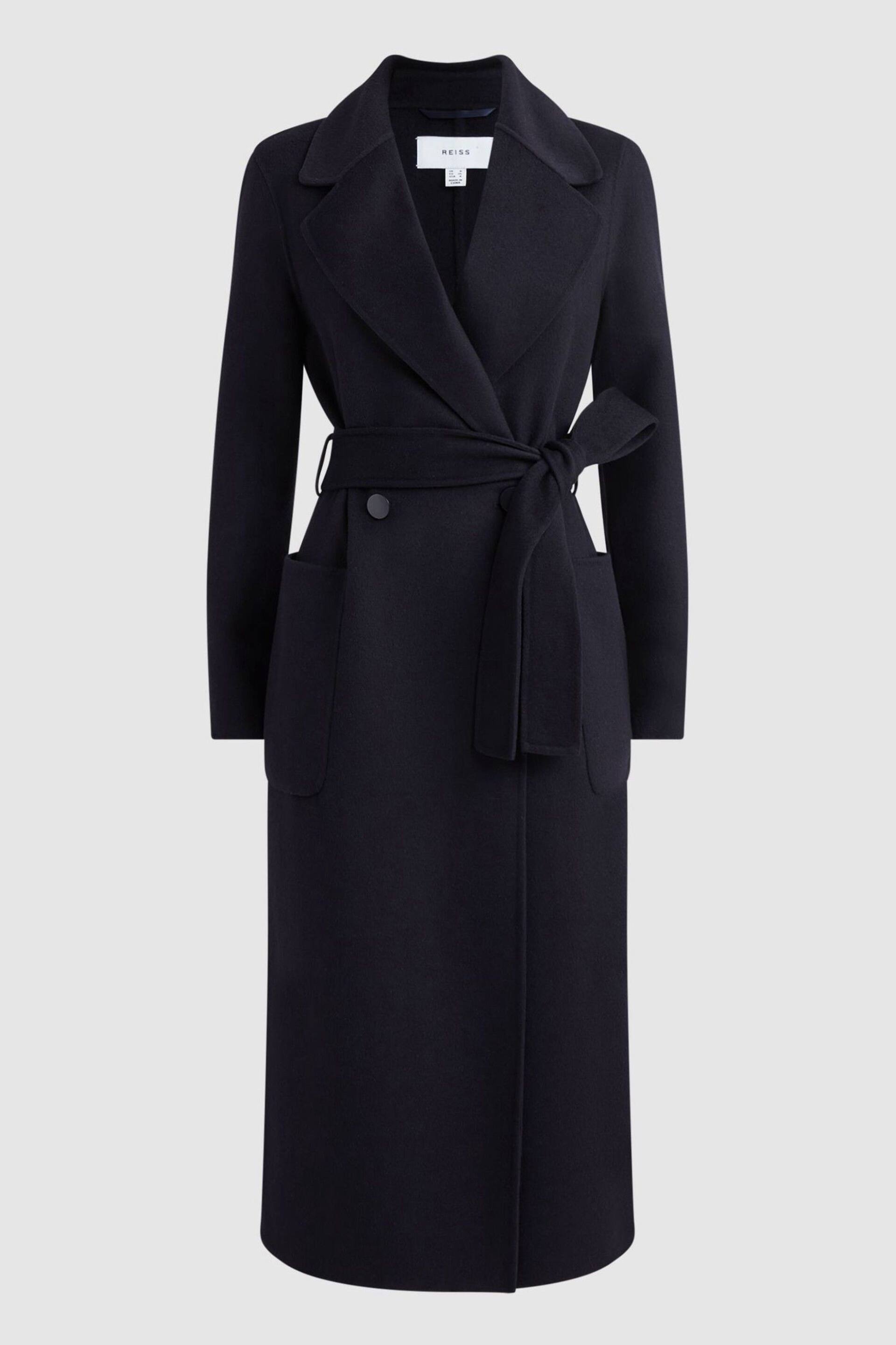 Reiss Navy Lucia Long Wool Blend Blindseam Coat - Image 2 of 5