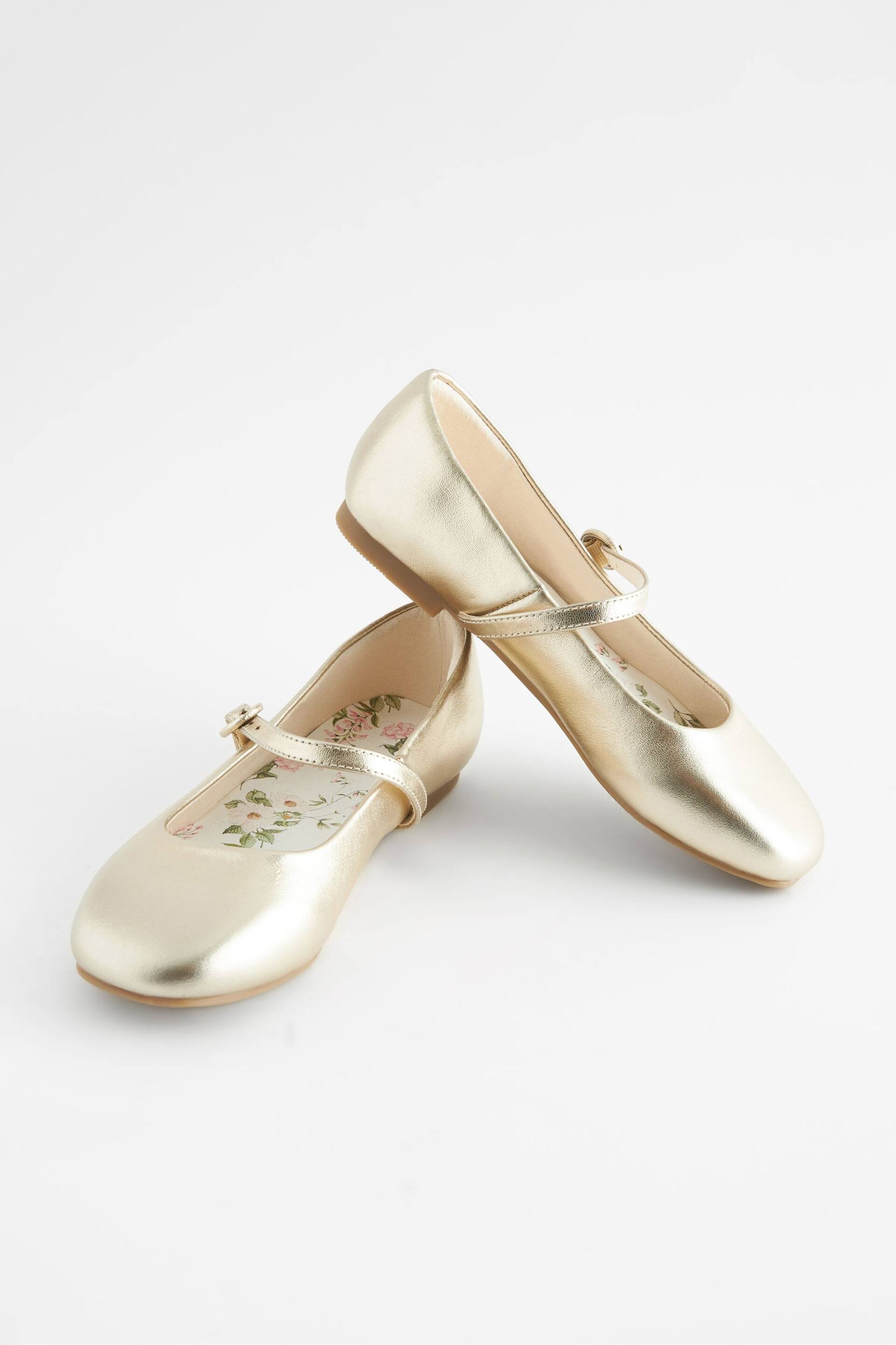 Gold Metallic Leather Mary Jane Occasion Shoes - Image 1 of 6