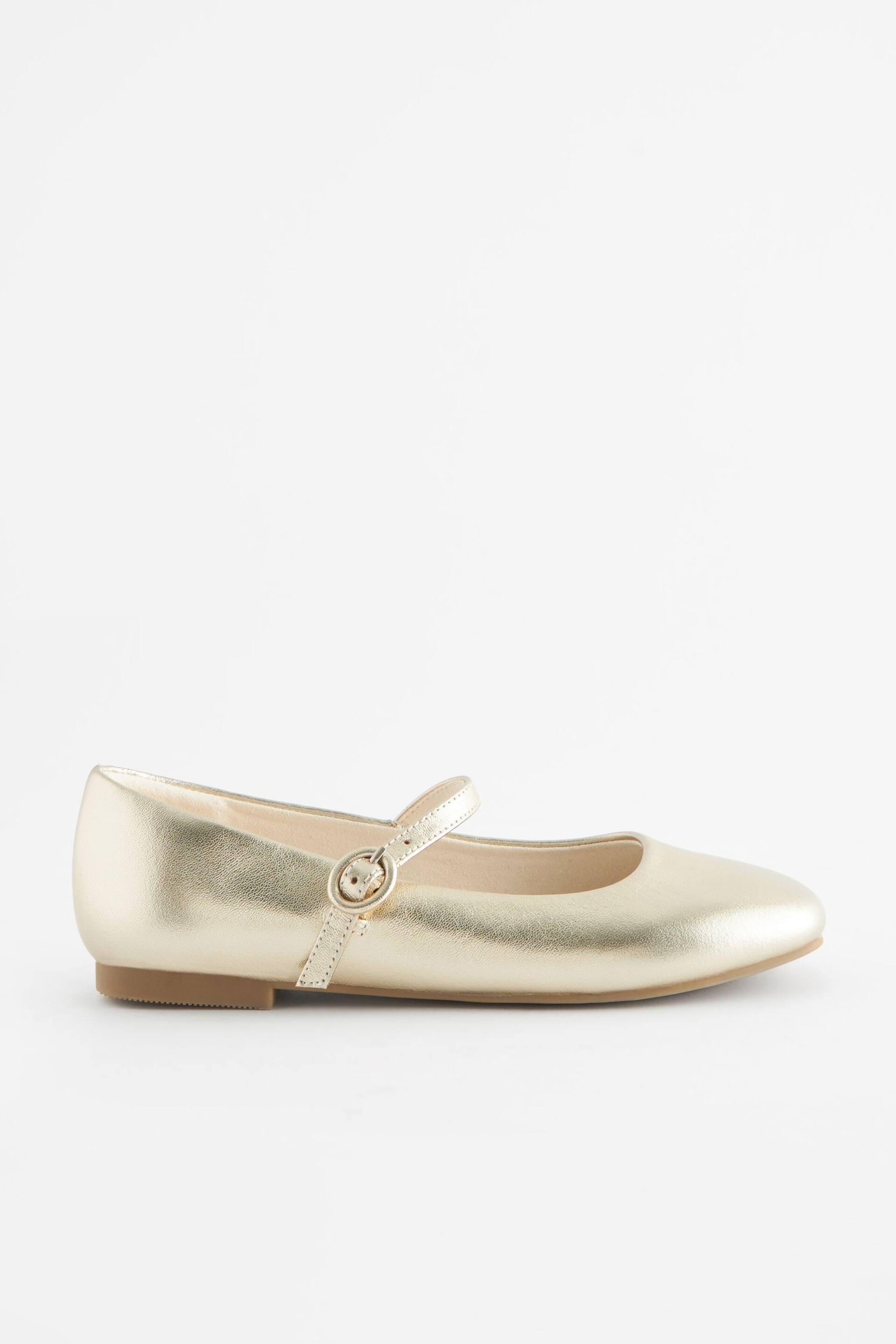 Gold Metallic Leather Mary Jane Occasion Shoes - Image 3 of 6