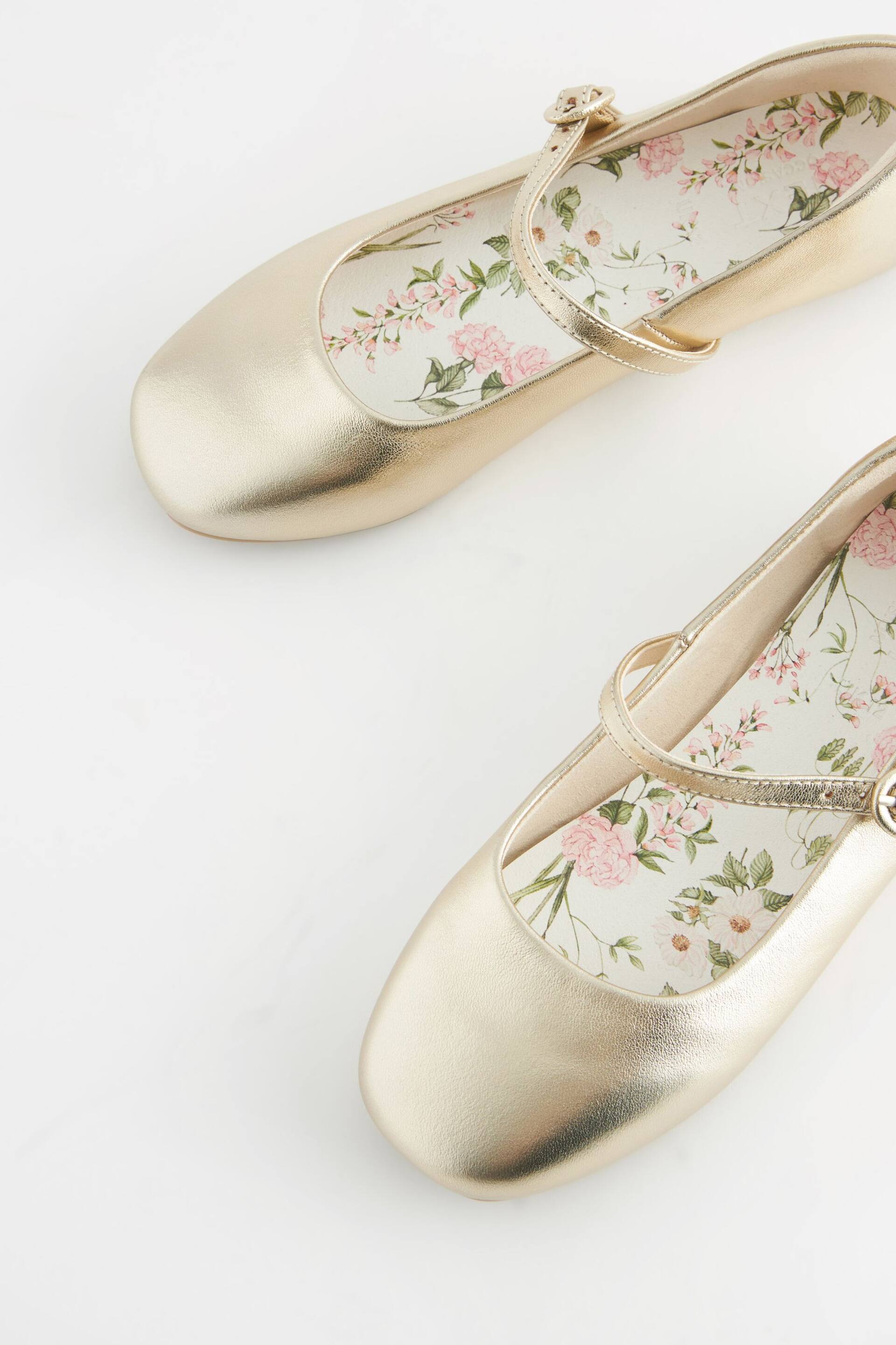 Gold Metallic Leather Mary Jane Occasion Shoes - Image 5 of 6