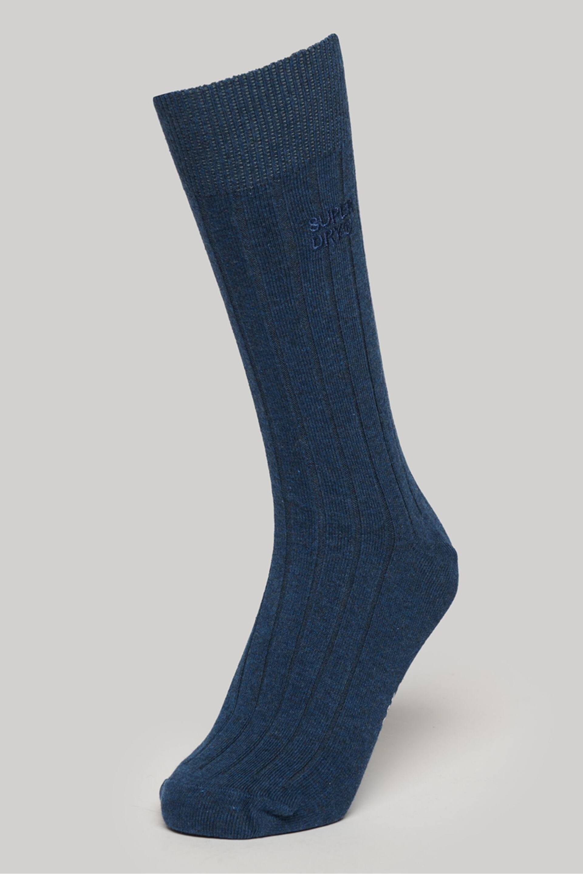 Superdry Blue Organic Cotton Unisex Core Rib Crew Socks 3 Pack - Image 4 of 5