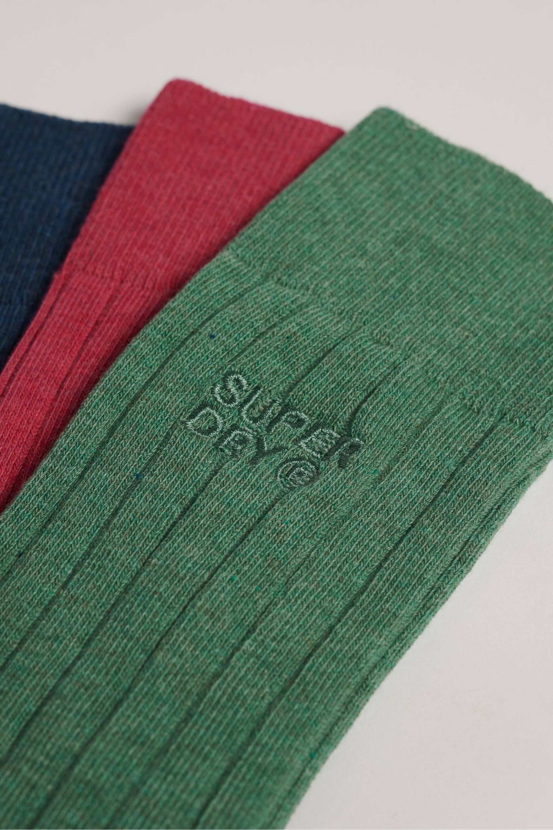 Superdry Blue Organic Cotton Unisex Core Rib Crew Socks 3 Pack - Image 5 of 5