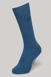 Superdry Light Blue Organic Cotton Unisex Core Rib Crew Socks 3 Pack - Image 2 of 5