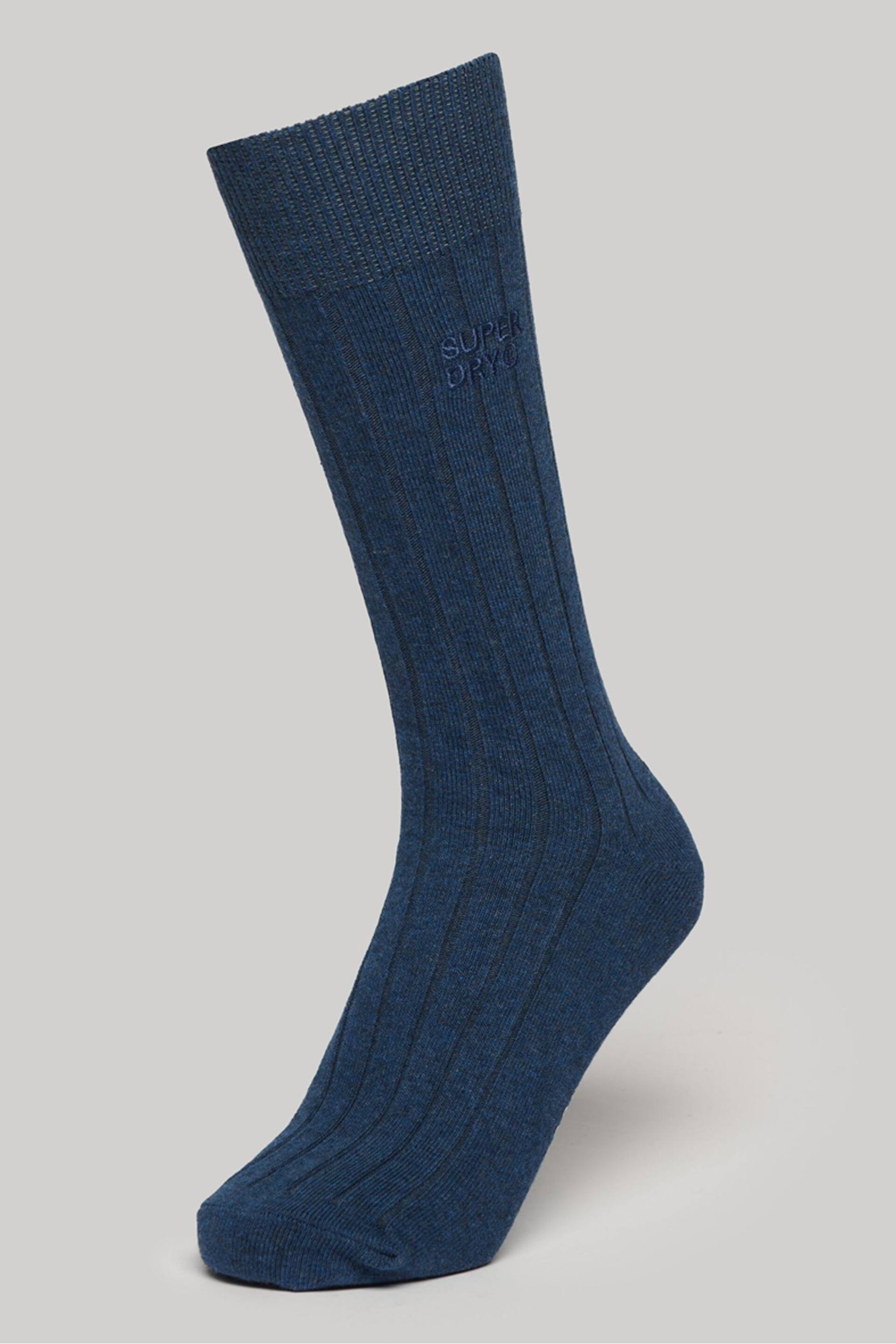 Superdry Light Blue Organic Cotton Unisex Core Rib Crew Socks 3 Pack - Image 3 of 5
