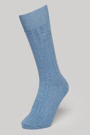 Superdry Light Blue Organic Cotton Unisex Core Rib Crew Socks 3 Pack - Image 4 of 5