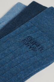 Superdry Light Blue Organic Cotton Unisex Core Rib Crew Socks 3 Pack - Image 5 of 5