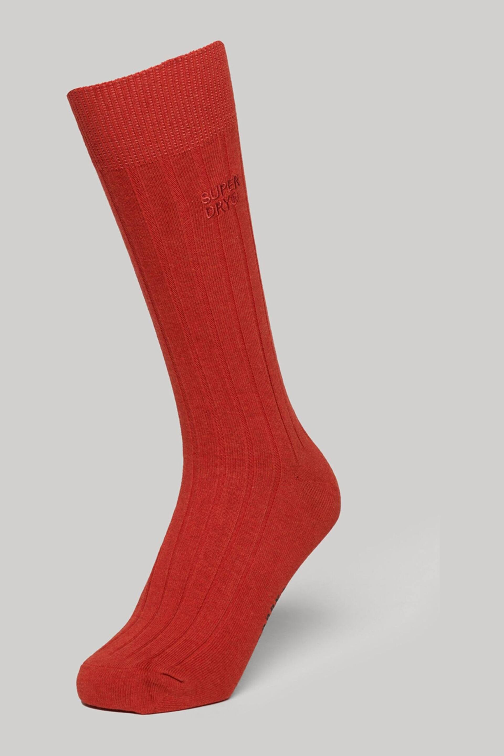 Superdry Red Organic Cotton Unisex Core Rib Crew Socks 3 Pack - Image 4 of 5