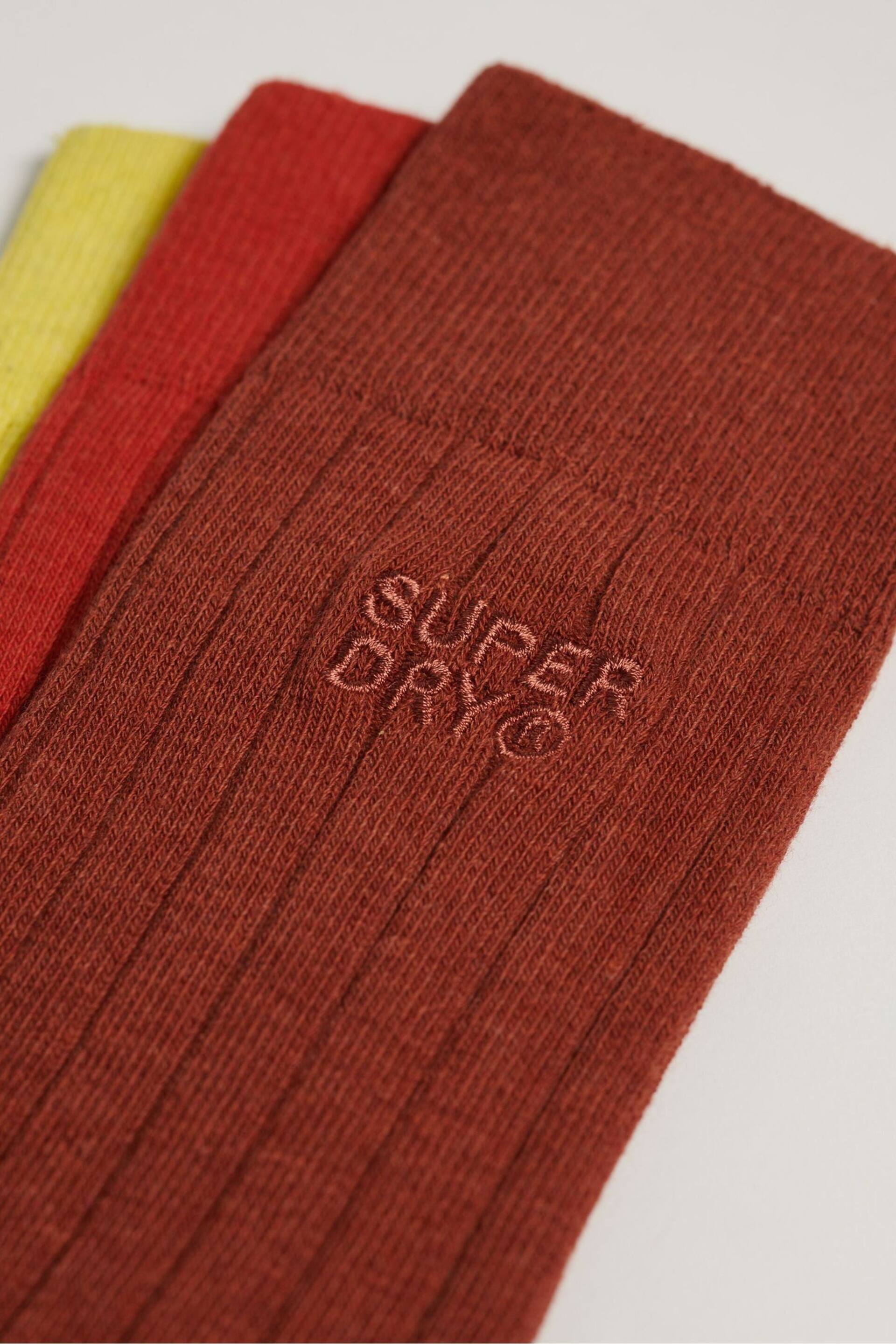 Superdry Red Organic Cotton Unisex Core Rib Crew Socks 3 Pack - Image 5 of 5
