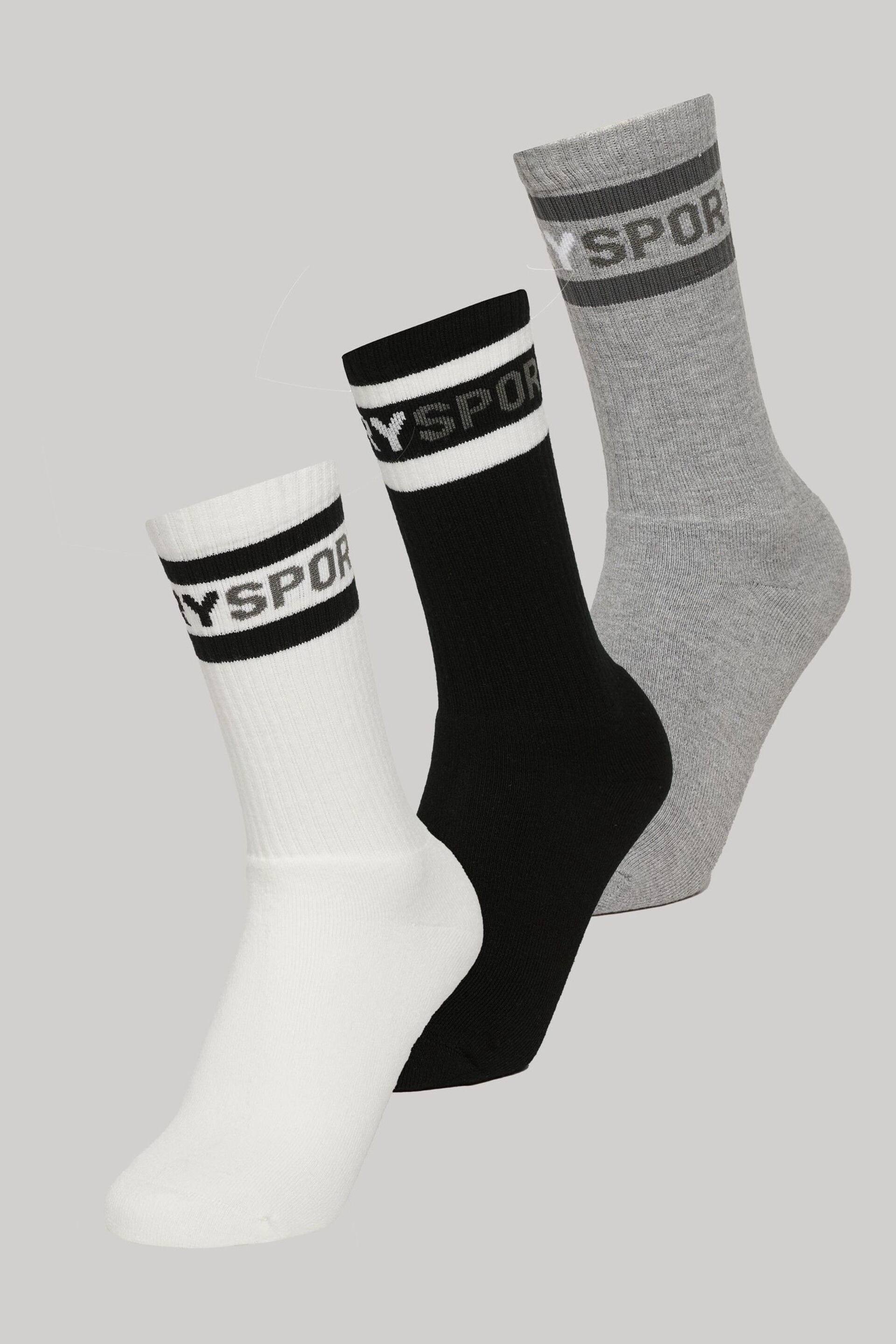 Superdry Blue Coolmax Sport Crew 3 PK Socks - Image 1 of 6