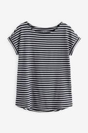 Navy Stripe Round Neck Cap Sleeve T-Shirt - Image 5 of 6