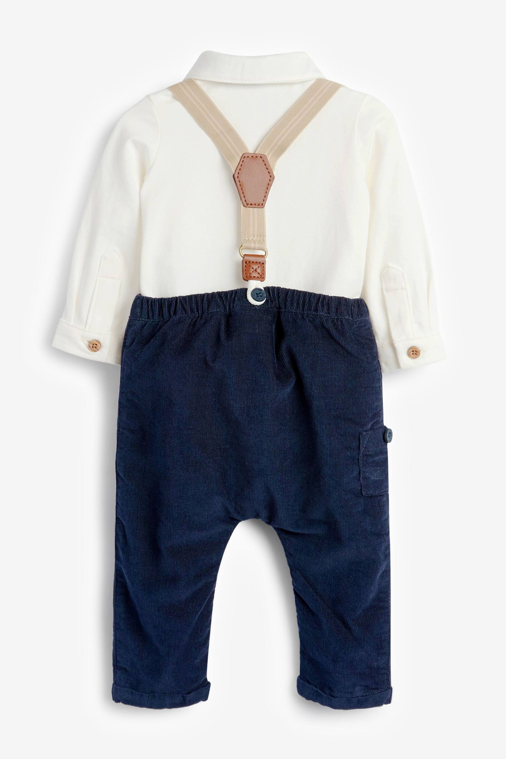 Navy/White 4 Piece Shirt Body, Trousers and Braces Set (0mths-2yrs) - Image 2 of 7